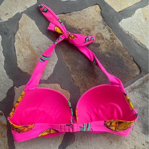 Aerie Pink Pineapple Floral Push Up Bikini LIKE NEW Swim Top - Size 34D - Picture 7 of 10